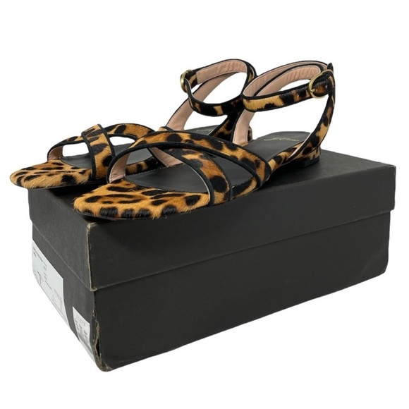 NWT J.Crew Abbie Cross-Strap Sandal in Leopard Calf Hair Leather Size 7.5 - Picture 3 of 9